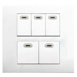 中一電工 PANDA 熊貓系列 JY-5555W 螢光五開五切開關 (110V) - 居家照明控制首選, 1個