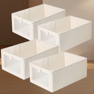 디모어 패브릭 폴딩 수납 다용도 통풍 옷 정리함, 4개, 크림화이트