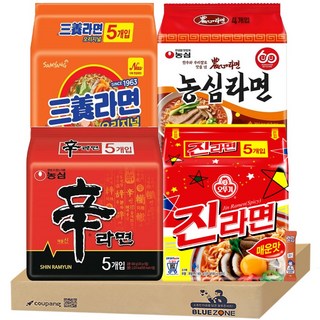 봉지라면 세트 신라면 삼양라면 진라면 농심라면 라스, 5개