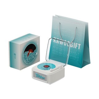 藍牙唱片小音箱 水波紋助眠白噪音 送禮佳選, 1個, 奶油白 自帶15首白噪音+3種投影燈+藍牙