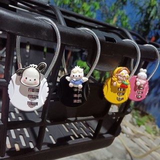 密碼鎖 安全鎖 電動車筐鎖可愛卡通電瓶車籃子鎖書包箱包密碼鎖健身房更衣櫃掛鎖, 密碼鎖【白】,質感-美樂蒂, 1個