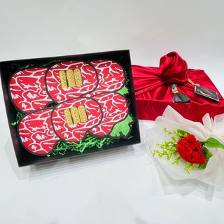 러블리팜 單支人造花 + 零用錢禮物套組, 韓牛 + 紅色, 1個