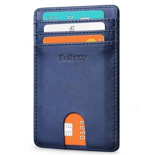 Buffway 남성용 슬림 지갑 미니멀리스트 얇은 전면 포켓 가죽 신용 카드 홀더 RFID 차단 포함 직장 여행용 은하 균열 블랙 그외 각종 426391