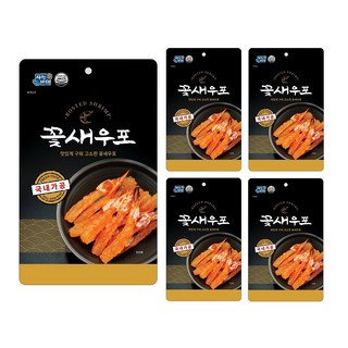 신선수산 꽃새우포 총5봉 국내가공 새우포 고급안주간식 수제새우포 캠핑 여행 집들이 핑거푸드 간편식, 5개, 30g