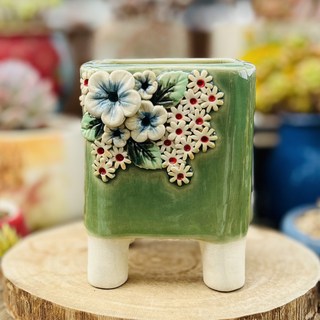 174마리공방 큐티분 도자기수제화분 다육이가 잘 자랄수 있는 화분, 초록, 1개