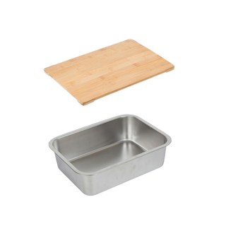 露營中毒本鋪 竹木蓋板水盆 砧板 水槽 水槽盆 收納盆 洗碗 洗菜 IGT桌 IGT配件 一體成型 CLS IGT, 1個