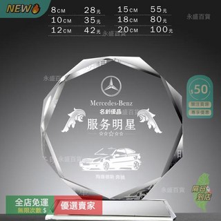 實木水晶獎盃定製 優秀員工授權獎牌 紀念品定做 榮譽表彰禮品 比賽紀念奬杯頒獎紀念禮品, 1個, 八角  太陽花款12cm【二選一】