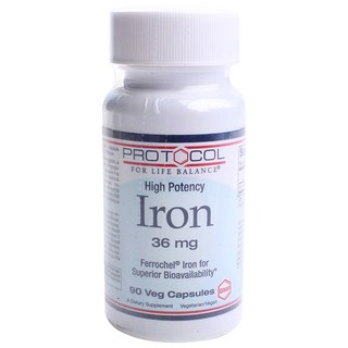 Protocol For Life Balance 鐵補充素食膠囊 36mg, 90顆, 1罐