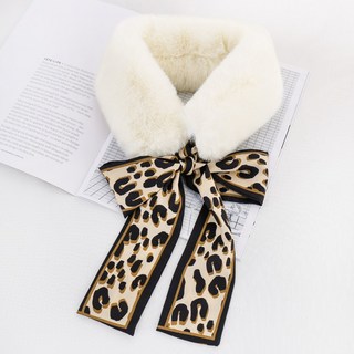 絨毛豹紋頸圈，韓版加厚保暖圍巾，時尚個性豹紋毛絨頸飾
