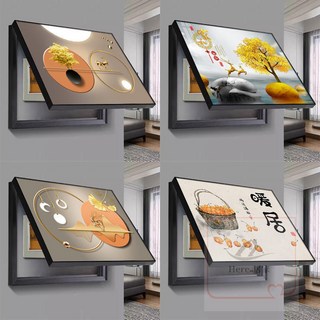 配電箱裝飾 電錶箱掛畫 電錶裝飾畵 配電箱遮擋 總開關客廳掛畵 新款電閘弱電簡約壁畵, L款,40*30（可容納30*20）【上掀蓋】