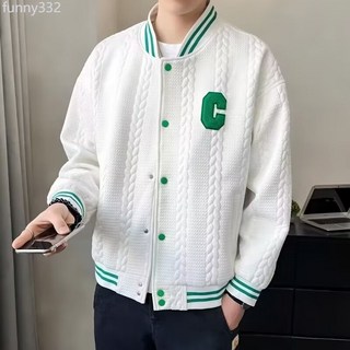 復古麻花棒球服外套男美式設計感小眾潮牌痞帥高級感寬鬆休閒夾克