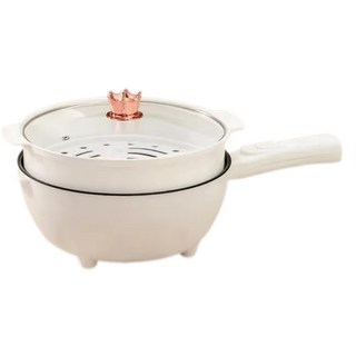 電炒鍋爆炒大火力多功能電熱鍋學生宿舍寢室電煮鍋電火鍋家用電鍋, 24CM電炒鍋+蒸籠【送木鏟+百潔布】:1個