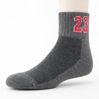 老船長6012籃球神奇23號毛巾氣墊運動中統襪, 灰色, 12個