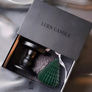 루엔캔들 오브제 캔들 세트 선물 연말 집들이 인테리어 크리스마스 감성 선물포장 양초, 그린, 무향