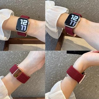 全店折扣 酒紅編織彈力適用AppleWatch98765錶帶SE10Ultra個性女腕帶磁吸扣, 尼龍黑 （僅錶帶）,4mm）S4/5/6/SE/SE2代通用, 1個