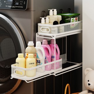 워촹스 2단 세탁기 자석 선반 냉장고 틈새 선반 슬라이딩 수납함 철제, 화이트, 1개