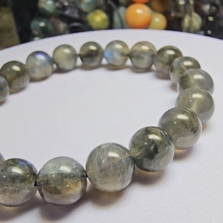天然灰月光石手鍊 10mm 手圍16.5cm 能量水晶寶石