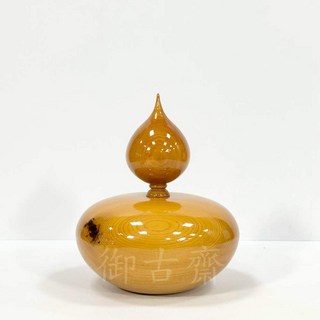 御古齋 台灣檜木聚寶盆 帶財眼 天然紋路 招財進寶 風水擺件 居家辦公室 開運, 黃色