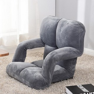 【椿嶼】懶人沙髮 扶手榻榻米小沙髮椅單人折疊沙髮床上靠背椅一代髮, 灰色