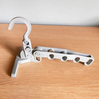 五孔折疊曬衣架 旅行 窗框 室內 宿舍 小型 掛衣架, 灰色,17.5*8.5cm