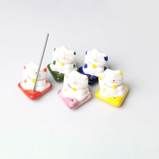 家電王 線香香具 圖案造型小插香座 多種款式 陶瓷貓咪日式卡通線香座 臥香 香插 檀香沉香 香立香托, 坐姿貓咪-粉 x 1