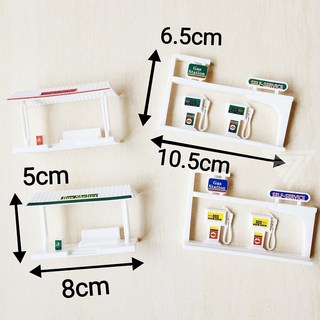 【台灣出貨】加油站候車亭交通路障道路場景停車場配件認知玩具，適用於Tomica 樂高, 1個, 加油站候車亭, Multi-color
