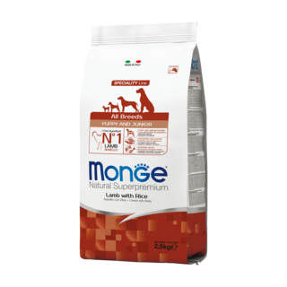 Monge 瑪恩吉 NS天然呵護 幼犬 羊肉+米 寵物乾糧, 2.5kg, 1個, 羊+米