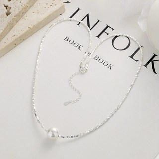 925純銀淡水珍珠碎銀子項鍊，簡約優雅，親膚舒適，現貨快速出貨