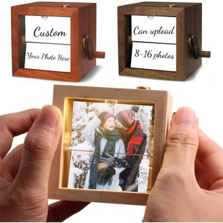 웨딩 앨범 포토 커스텀 모션 플립북 박스 라이트 컬렉션 기념일 결혼 선물용 크랭크 신혼부부 선물 결혼식 날 신혼여행, 16 Photos, Without LED