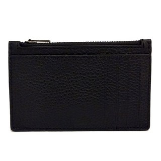 COACH 荔枝紋皮革拉鍊證件零錢包 黑色