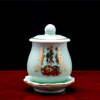 鶯歌精作 供水杯-50ml 燙金字陶瓷 佛前供杯 祖先杯, 1個, 【福祿壽】x1