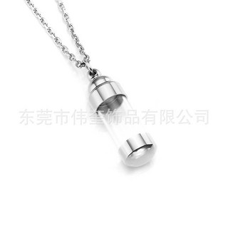 透明圓形寵物紀念骨灰項鏈吊墜 可放毛髮骨灰 親人骨灰盒 骨灰罐子擺件, 銀色吊墜, 1個