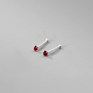 ROLA蘿拉銀飾飾品 999足銀養耳棒 2MM水鑽圓珠純銀耳針 免耳堵耳扣 18色可選