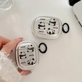 電鍍 AirPods 3 保護套 蘋果耳機套 可愛卡通圖案 男女通用, 13.熊貓+黑色指環,AirPods 3代