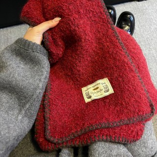 復古鎖邊圍巾 韓版保暖加厚圍脖