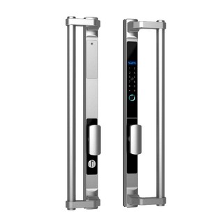 換新保固 大門指紋鎖 一指開鎖 超長門把 指紋感應室內密碼鎖 電子鎖 指紋鑰匙開鎖 辦公室指紋鎖 指紋門鎖堅固合, 1個, 【鈦晶銀】