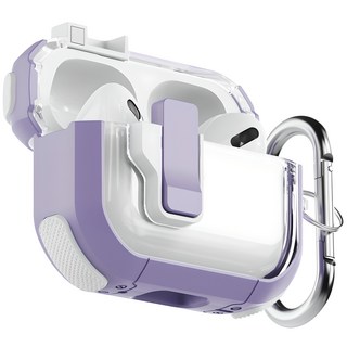 NUART 防丟磁吸鎖扣防摔耳機殼, AirPods Pro 2/AirPods Pro, 薰衣草紫, 1個