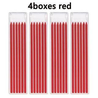표준 4 상자 2.8mm 깊은 구멍 목공 자동 연필 리드 긴 12cm 2B 교체 가능 펜 리필 리드 쓰기 마커 액세서리, [02] 4boxes red