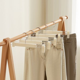 씨인크 바지걸이 논슬립 치마 집게 고급 옷걸이, 크림, 10개