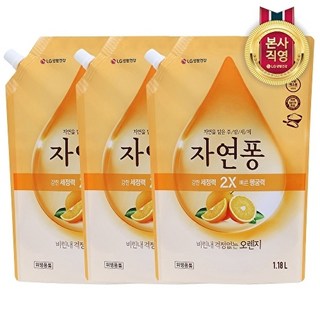 자연퐁 주방세제 오렌지 리필, 1.18L, 3개