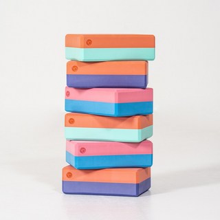 큐잉 EVA 요가블럭 필라테스 스트레칭 하드 요가브릭 폼블럭, 핑크&스카이블루