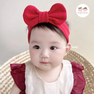 Sweet Twins 台灣現貨 厚款柔軟棉布蝴蝶結寶寶髮帶 嬰兒髮飾 純棉髮帶 素色女嬰髮帶