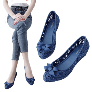 여성 젤리슈즈 여름 소프트 웨지신발 비치 클래식 젤리신발 메쉬 캐주얼 플랫슈즈