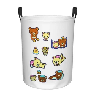 Rilakkuma 사쿠라 접이식 세탁 바구니 더러운 옷 장난감 잡화 보관 가정용 대형 방수 가방, 01 42x34 cm, 07 10