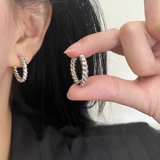 아이루리 코일 꽈배기 원터치 링 귀걸이 실버925도금 데일리 꼬임 심플 베이직 이어링