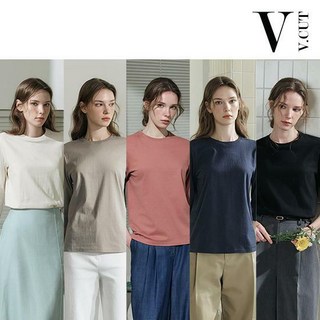브이컷 26SS 면100 튜블러 7부소매 티셔츠 5종