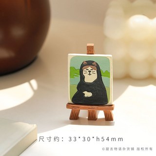 禮物喔 可愛日式貓咪畫家擺件ins風治愈系辦公解壓桌面裝飾擺件學生禮品, 蒙娜喵莎畫架