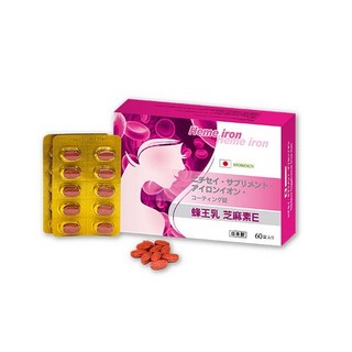 HOKOEN 補鐵膜衣錠 蜂王乳 芝麻素 E 60粒/盒, 1個