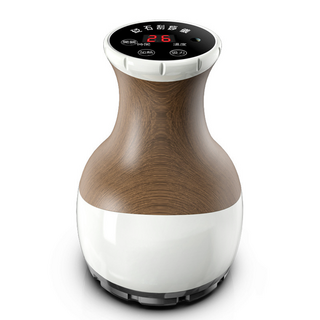 刮痧按摩儀 砭石熱敷 負壓吸力 紅光溫熱 咖啡白木紋設計, 咖啡色(白木紋), W