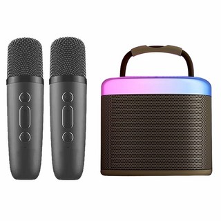 大聲公 迷你便攜無線行動音箱 雙手持麥克風組 RGB氛圍燈效 尊貴黑